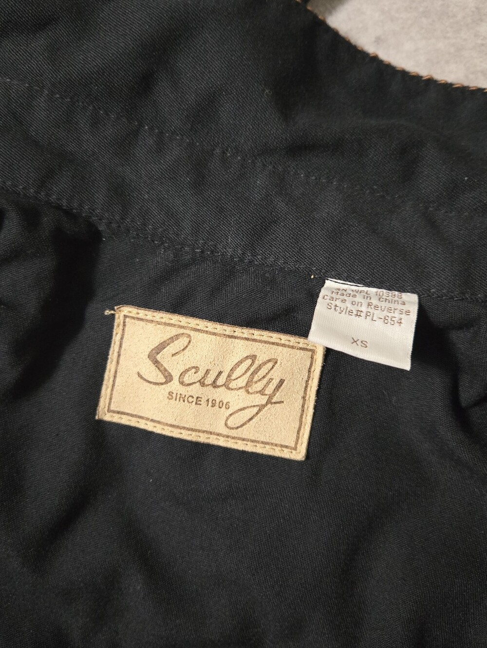 Unisex Scully Black Western Shirt with Copper Embroidery & Copper Snaps Sz XS - Picture 3 of 4